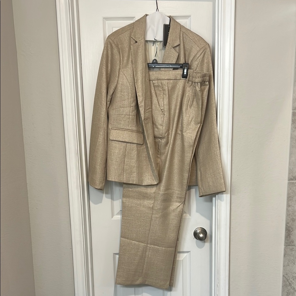 Tan Structured Blazer with Notched Lapels